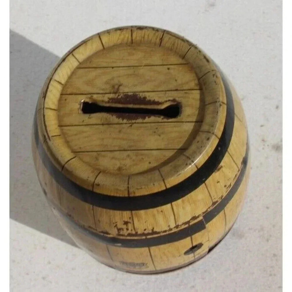 Vintage J. Chein Tin Litho Bank Happy Days Barrel Toy - Picture 4 of 4